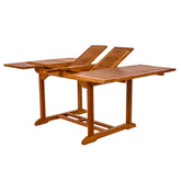 TD72-24-W 5-Piece Teak Extension Patio Table Stackable Arm Chair Set with Cushions, White